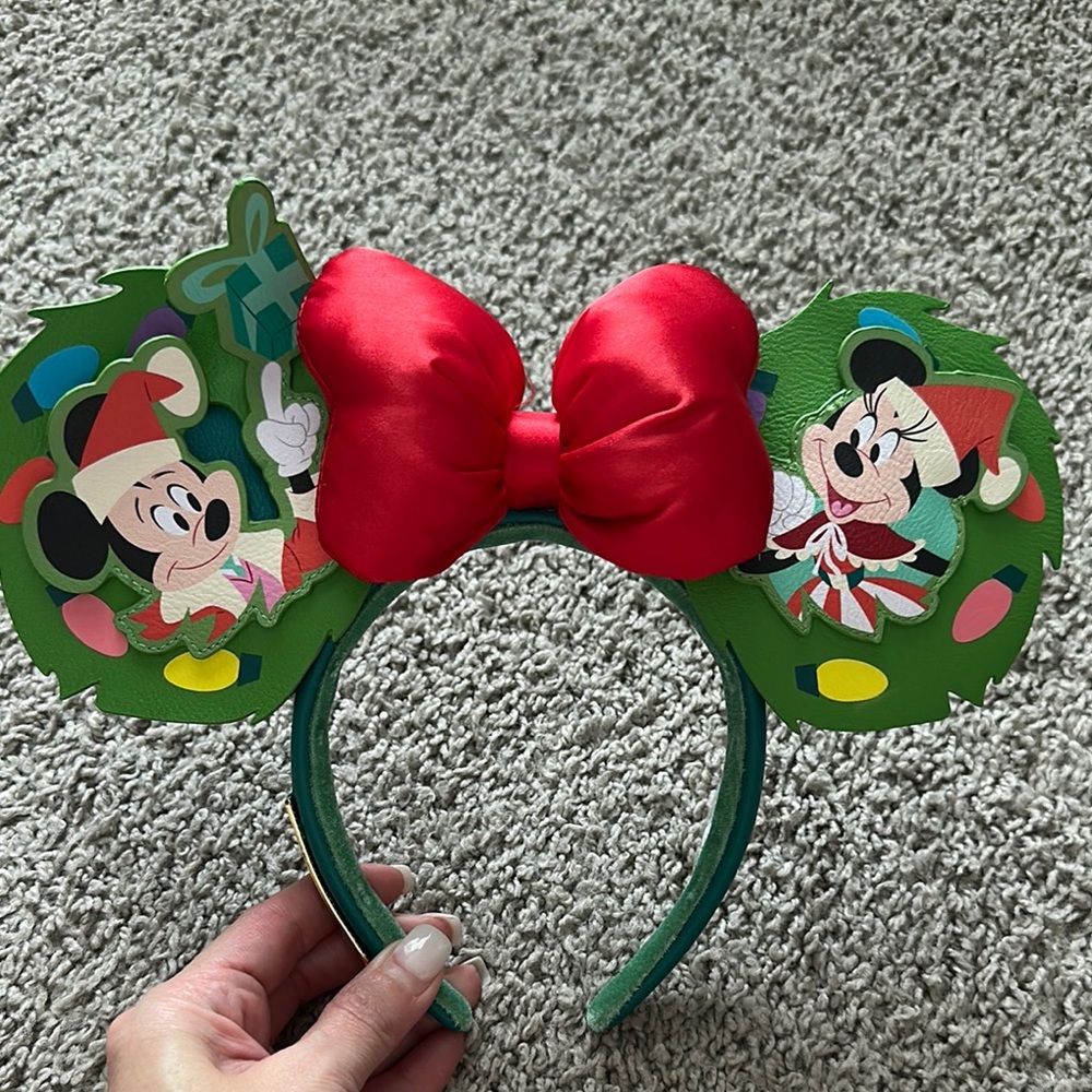 Mickey Mouse Christmas Headband with Red Bow